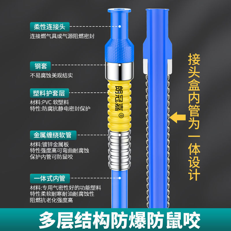 天然气防爆管金属铠装软管燃气管天然气管煤气管液化气灶具链接管家用低压防爆 加厚防爆铠装软管 3.5米铠装管【升级手拧卡箍】